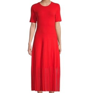 Jason Wu tomato red knit midi dress. Small. BNT. 51” shoulder to hem. 27” waist